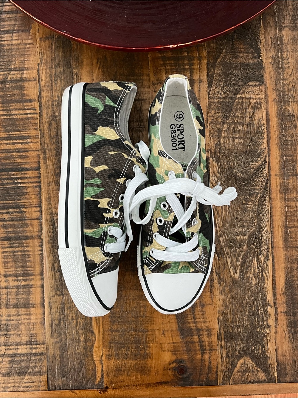 Sport Camo Low-Top Canvas Sneakers with White Toe